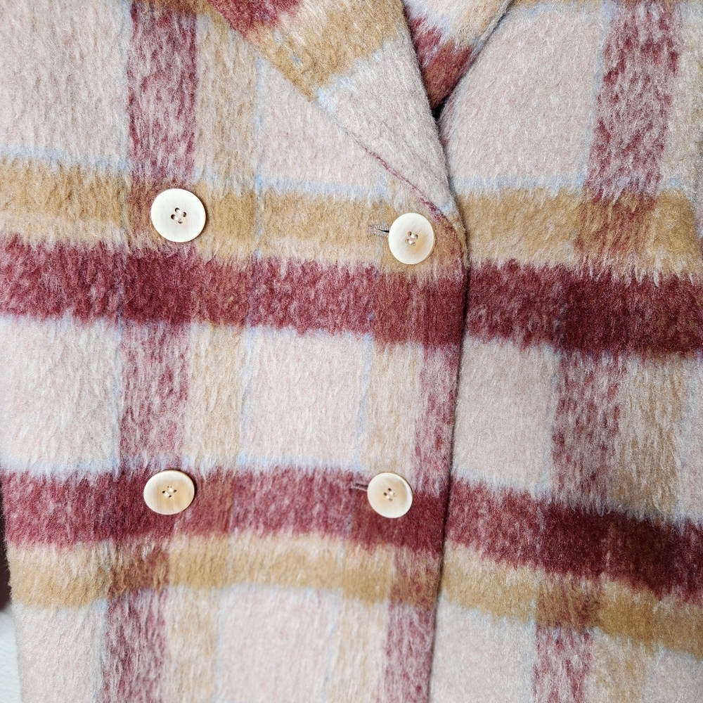 Corey Lyn Calter CLC Plaid Double-Breasted Pink Red Women's Coat Size Large - Picture 12 of 16